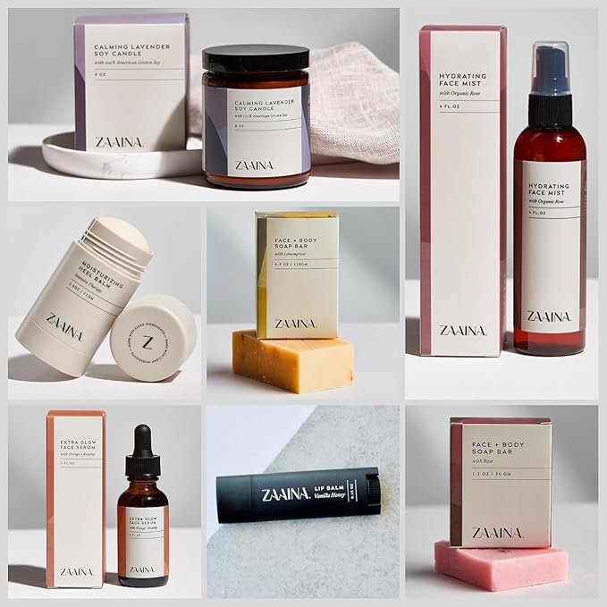 Birthday Gift Set for Women - Bath and Body Gift Set for Her, Relaxing Spa Kit Package, Self Care Gift Basket for Mom, Wife Friend Sister by ZAAINA (PREMIUM Birthday Spa Set w/ Candle) - Bloomnest