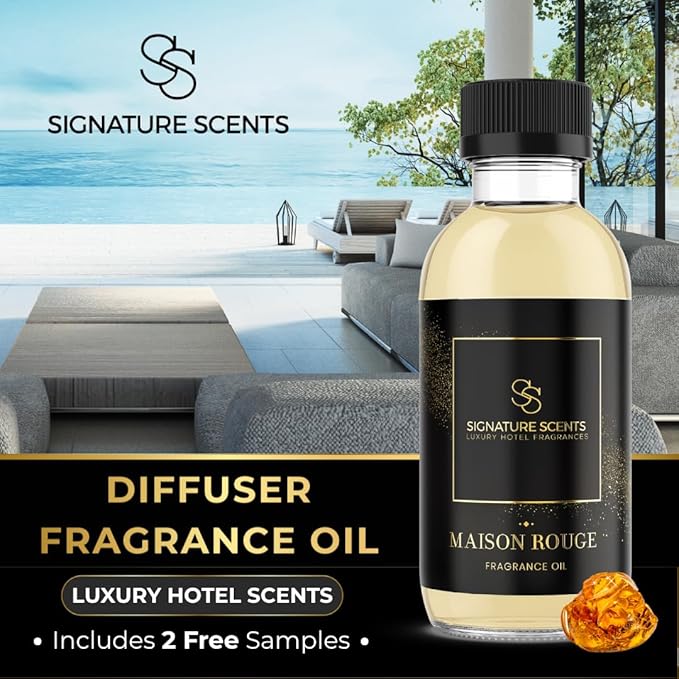 Luxury Hotel Diffuser Oil for Hotels and Homes - Aromatherapy Oils for use with an Essential Oil Diffuser at Home - Fragrance-Scent Diffuser Oil Blend (Maison Rouge) 4.05fl oz (120ml) - Bloomnest
