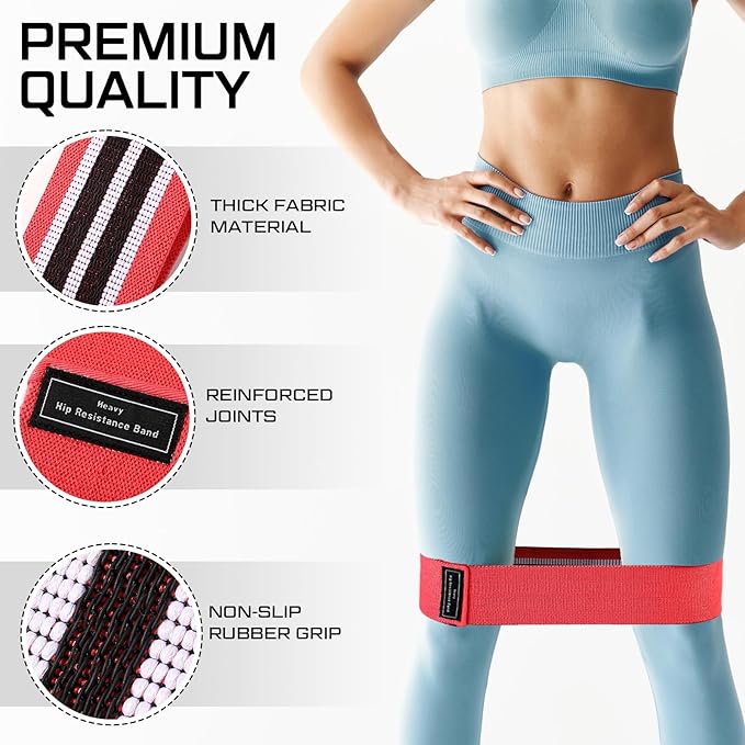 12 Pcs Fabric Resistance Bands for Working Out Booty Workout Stretch Exercise Bands Non Slip for Legs Squat Resistance Loop for Women Men Starter Butt Hip Thigh Fitness - Bloomnest