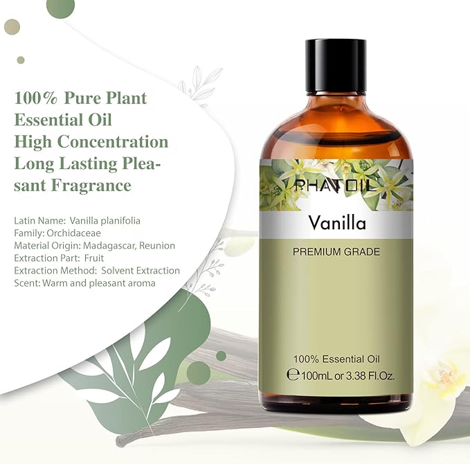 PHATOIL Vanilla Essential Oil 100ML, Vanilla Essential Oils for Diffuser, Humidifier, Aromatherapy, Sleep, Relax - Bloomnest
