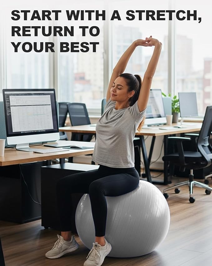 Trideer Exercise Ball for Yoga, Pilates & Fitness – Stability Ball Equipment for Home Gym & Office Chair, Core & Balance Training Accessories, Physical Therapy Equipment, Quick Pump Included, 5 Sizes - Bloomnest