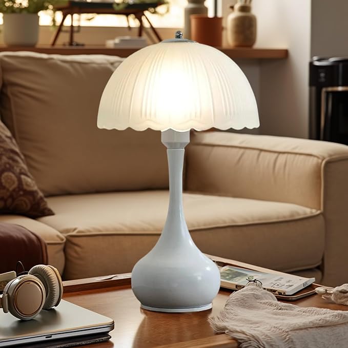 Large Table Light 3 Color Adjustable Ceramic Lamp Vintage Nightstand Lamps Dimmable Bedside Table Lamps for Living Room Bedroom Home Office (White) - Bloomnest
