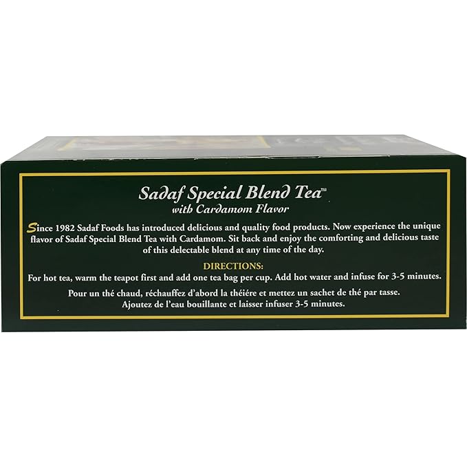 Sadaf Cardamom Tea Bags - Special Blend Cardamom Ceylon Black Tea - Quicktea Product harvested in Sri Lanka - 50 individually foiled teabags (Pack of 1) - Bloomnest