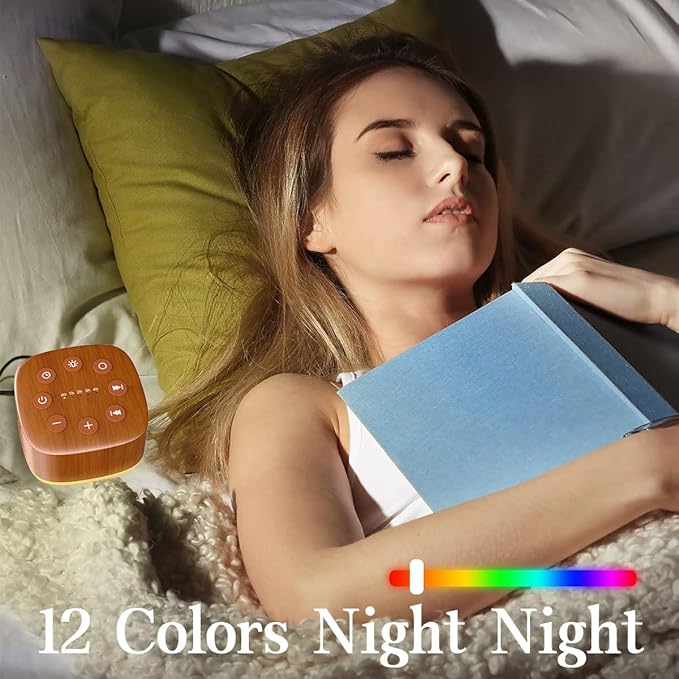 Meditation White Noise Machine Sound Machine 30 Soothing Sounds 12 Night Light 5 Auto-Off Timer Portable Sleep Machine for Travel Powered by AC or USB Sleep Therapy for Baby Kids Adults (Wood Grain) - Bloomnest