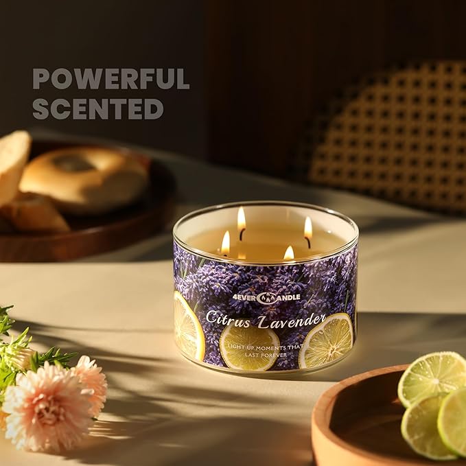 Citrus Lavender Scented Candles, 18oz Soy Candles Non Toxic 4-Wick Large Candle Jars, Over 50 Hours of Burning Time, Ideal for Gifting, Events, Home Decor - Bloomnest
