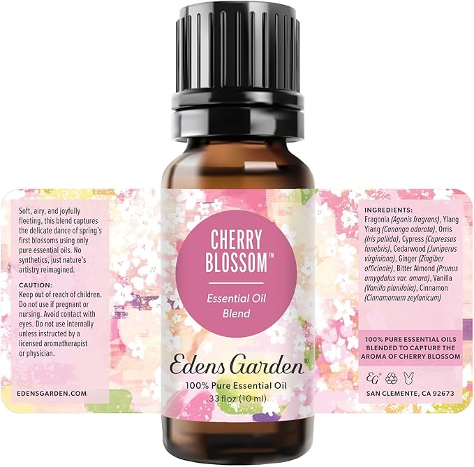 Edens Garden Cherry Blossom Essential Oil Blend – 100% Pure Premium Grade, Skin Safe, Synthetic-Free & Natural, Undiluted for Candle, Soap Making & Clean Diffuser Use 10 ml (.33 fl oz) EdensGarden