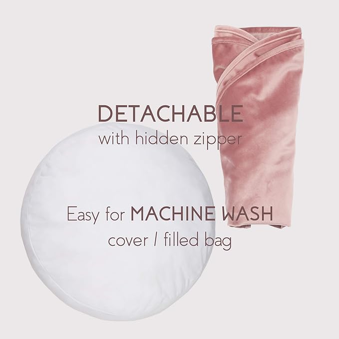 Velvet Floor Pillows Round Chair Cushion Couch Throw Pillow Soft Pouf Seat Mattress Bean Bag for Reading Nook Play Room (19.7 in, Dusty Rose)