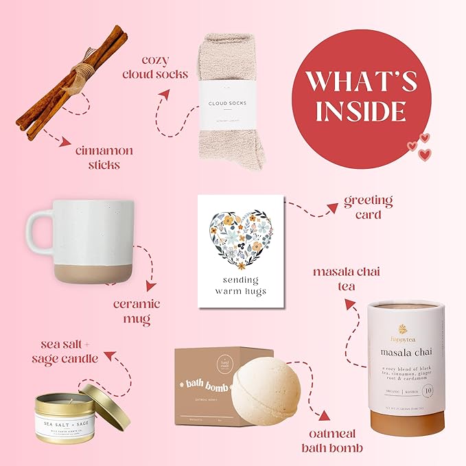 Unboxme Tea Gift Box Care Package - Get Well Soon Gifts for Women with Socks, Mug, Chai Tea & Honey - Sympathy, Thinking of You, After Surgery - Bloomnest