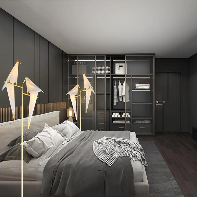 68 Inch Bird Floor Lamp, Gold Bird Lamp Swing Floor Light Fixtures, Modern LED Standing Floor Lamp for Bedroom Living Room - Bloomnest