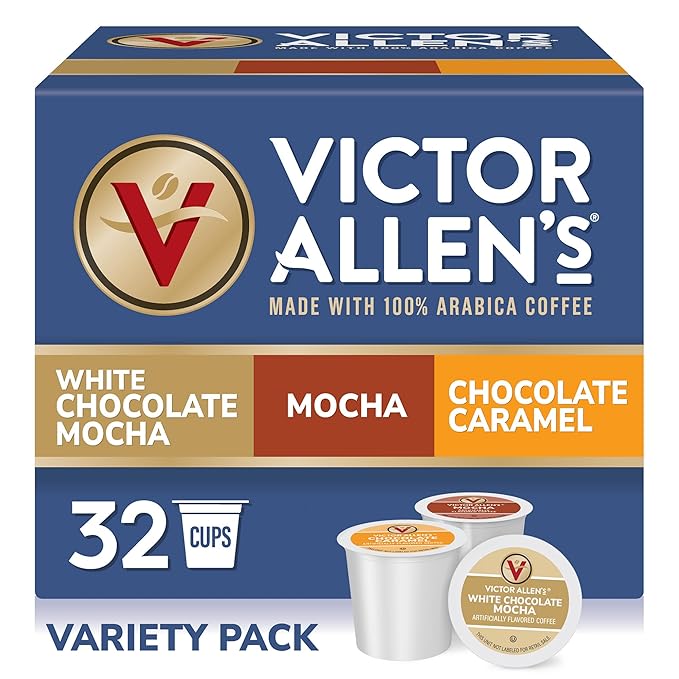 Victor Allen's Coffee Mocha Variety Pack (White Chocolate Mocha, Mocha, Chocolate Caramel), 32 Count, Single Serve Coffee Pods for Keurig K-Cup Brewers - Bloomnest