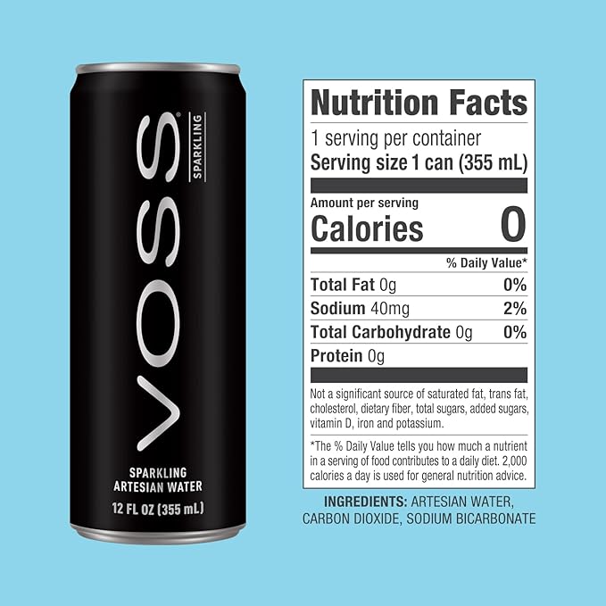 VOSS Artesian Sparkling Water Cans - 3 Pack of 8 – 24 Slim Cans - Pure Carbonated Water Refreshment - Perfect for Celebrations, Home, Office, On-the-Go Hydration - Bloomnest