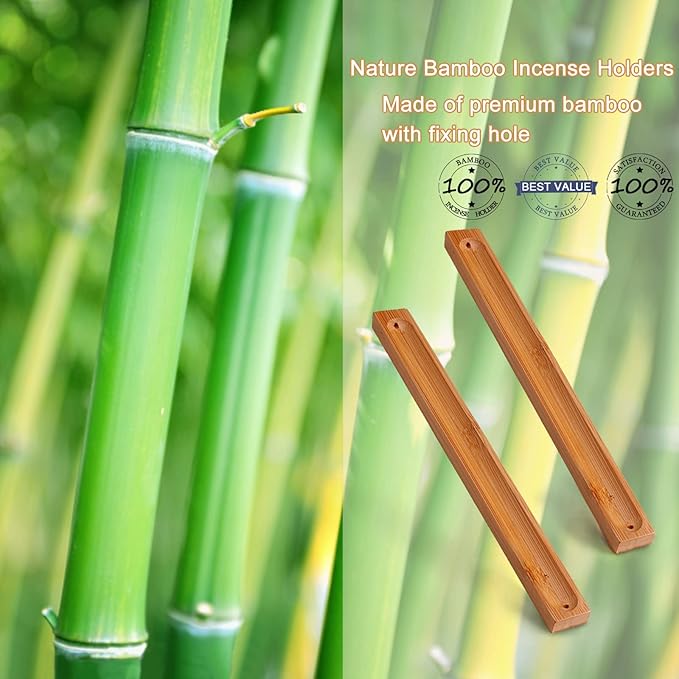 HOSSIAN Incense Holders-Bamboo Incense Holder for Sticks-Ash Catcher Wooden Handmade Gift 11 inches - Bloomnest