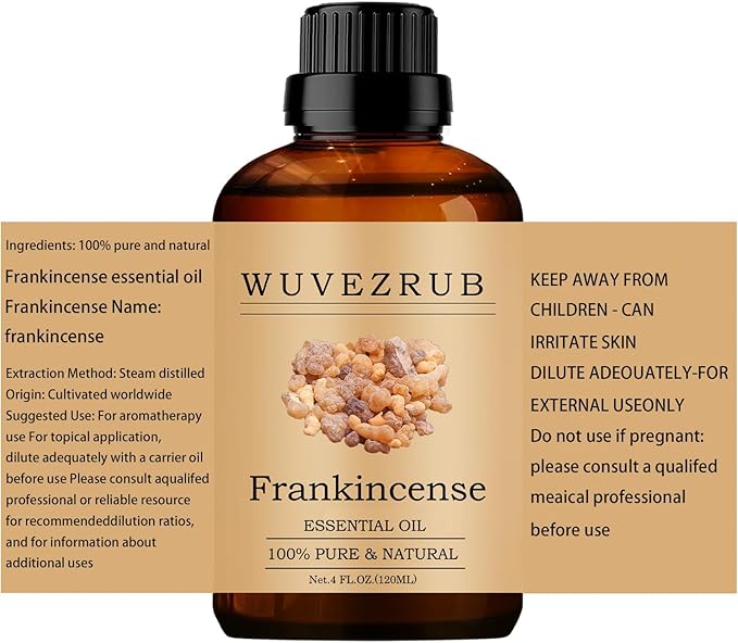 Frankincense Essential Oils 120ML, 100% Pure and Natural Essential Oil for Aromatherapy Diffuser - 4 Fl Oz/Frankincense WUVEZRUB