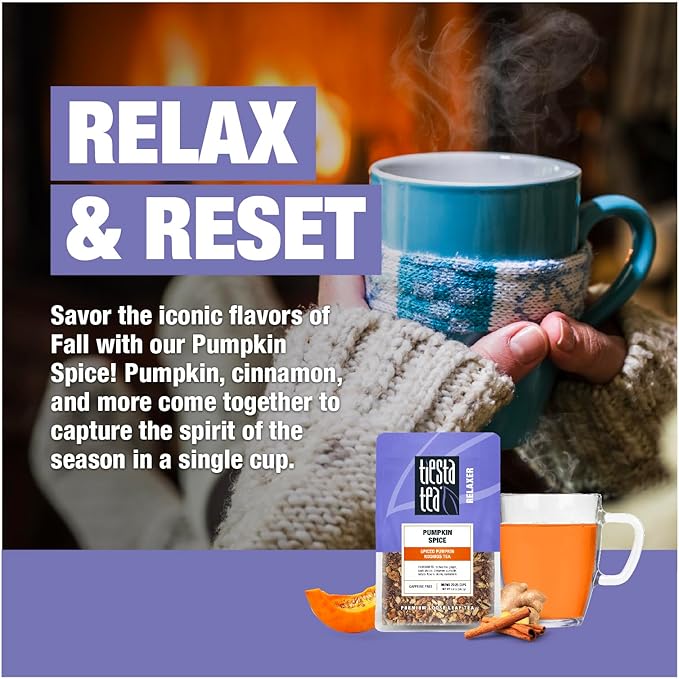 Tiesta Tea - Pumpkin Spice Rooibos Loose Leaf Tea, Premium Caffeine-Free Herbal Infusion, Reseable Pouch, Brew Hot or Iced, Makes up to 25 Cups, 2 Ounce - Bloomnest