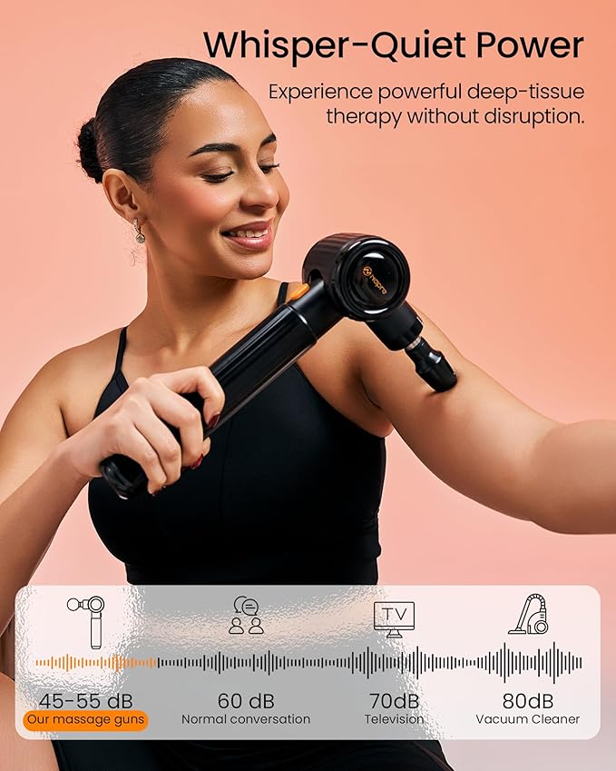 NAPRE Massage Gun with Extension Handle and 3 Adjustable Angles,Deep Tissue Back Massage for Neck/Shoulders/Waist/Legs/Body Pain Relief,Handheld Percussion Muscle Massager with Portable Case,Black - Bloomnest