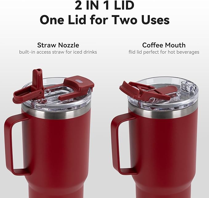 HASLE OUTFITTERS 30oz Tumbler Bulk with Handle, Insulated Travel Coffee Mug Set with Handle Leak-Proof Double Wall Stainless Steel Vacuum Tumblers Pack Metal Cup for Hot and Cold Drink - Bloomnest