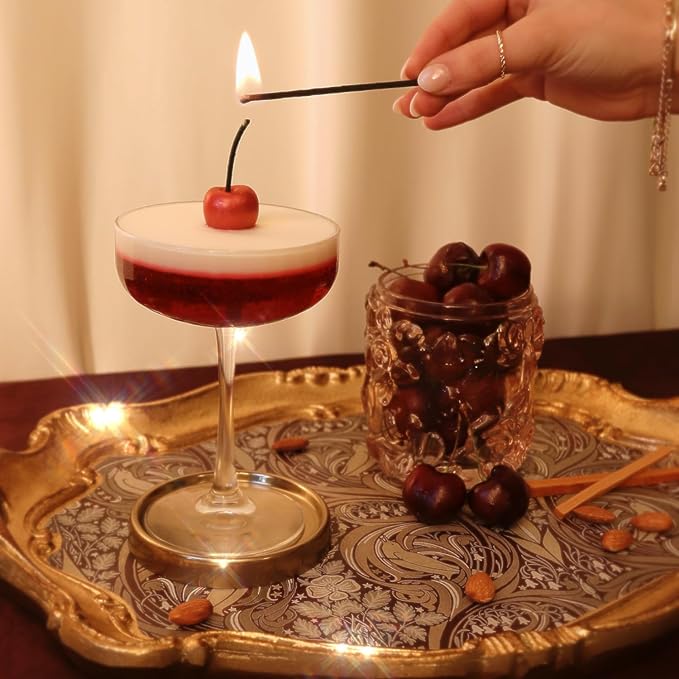 Cherry Bomb Cocktail Candle, 30+ Hour Long-Lasting Burn Handcrafted Decorative Candles for Home Scented, Bar Cart Accessories & Cherry Decor, Red Candle Party Decorations - Bloomnest