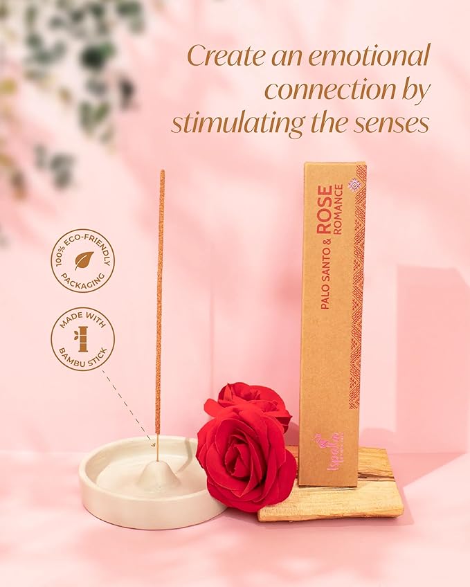 ISPALLA® Palo Santo Pink Incense Sticks, Pack of 10, for Romance and Emotional Bonding, Handmade in Peru, 100% Natural & Vegan Bloomnest