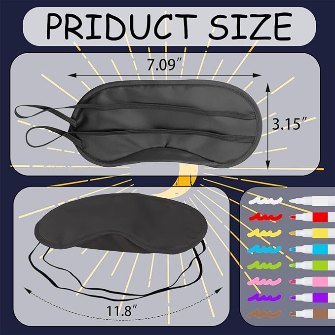20 PCS Black Eye Mask Sleepover Party Supplies Slumber Party Favors for Girls Pajama Party Decorations Sleep Soft Shade Blindfold Eye Covering Color The Bulk Game Stuff with 8 PCS Fabric Pens - Bloomnest