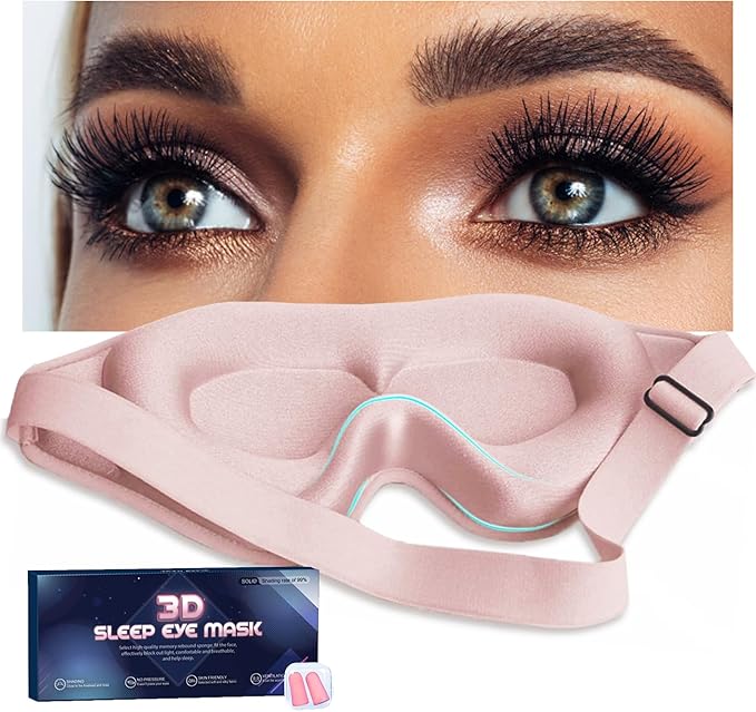 Sleep Mask for Women Eyelash Extension, Eye Mask for Lash Extensions No Pressure 3D Contoured Lash Extension Sleep Mask, Block Out Light Sleep Protector Eye Shade Cover for Travel Yoga Nap - Bloomnest
