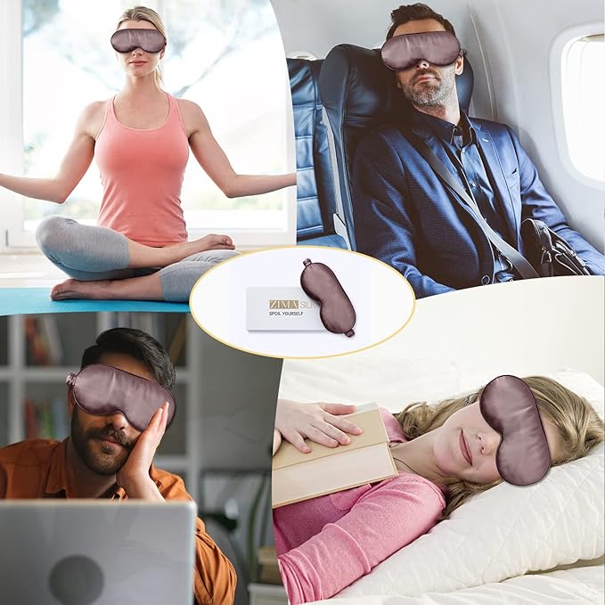 ZIMASILK Adjustable 22 Momme 100% Pure Mulberry Silk Sleep Mask, 3D Contoured Cup Eye Mask for Sleeping, Super Soft Breathable Blindfold, Perfectly Blocks Light for Sleeping. (Plum Wine) - Bloomnest