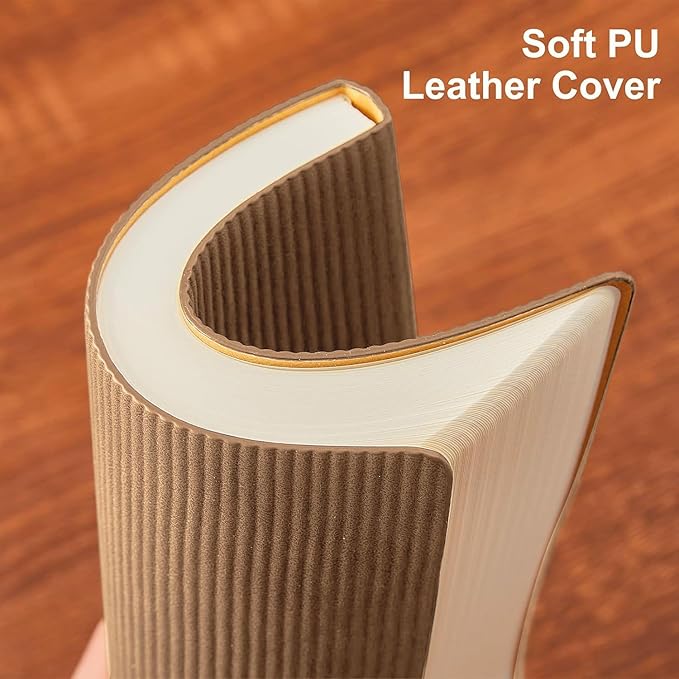 Lined Journal Notebook for Work College Ruled Note Book 5.79"x8.27"A5 PU Leather Daily Journaling 216 Pages for Women Men Writing Home School Supplies Business (Khaki) - Bloomnest