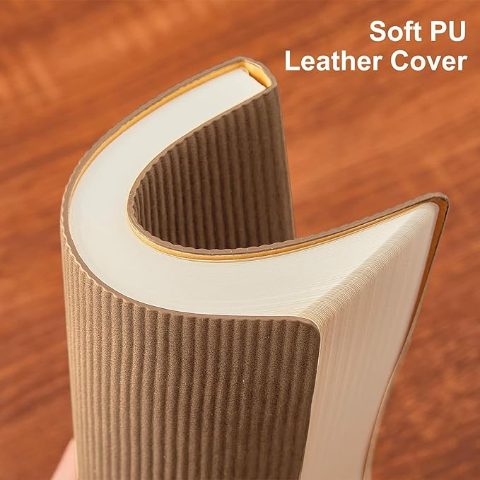Lined Journal Notebook for Work College Ruled Note Book 5.79"x8.27" A5 PU Leather Daily Journaling 216 Pages for Women Men Writing Home School Supplies Business (Khaki) - Bloomnest