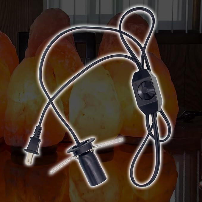 Salt Lamp Cord with 6 Pcs 15W Bulbs 5 Feet Long Replacement for Himalayan Salt Lamp Salt Rock Lamp String Light with Dimmable Switch and Butterfly Clip Power Cord