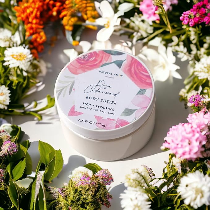 Natural Amor Rose Spa Gifts for Women,8pcs Self Care Box Including Soap Bar, Natural Clay Mask, Bath Butter for Mothers Day Gift - Bloomnest