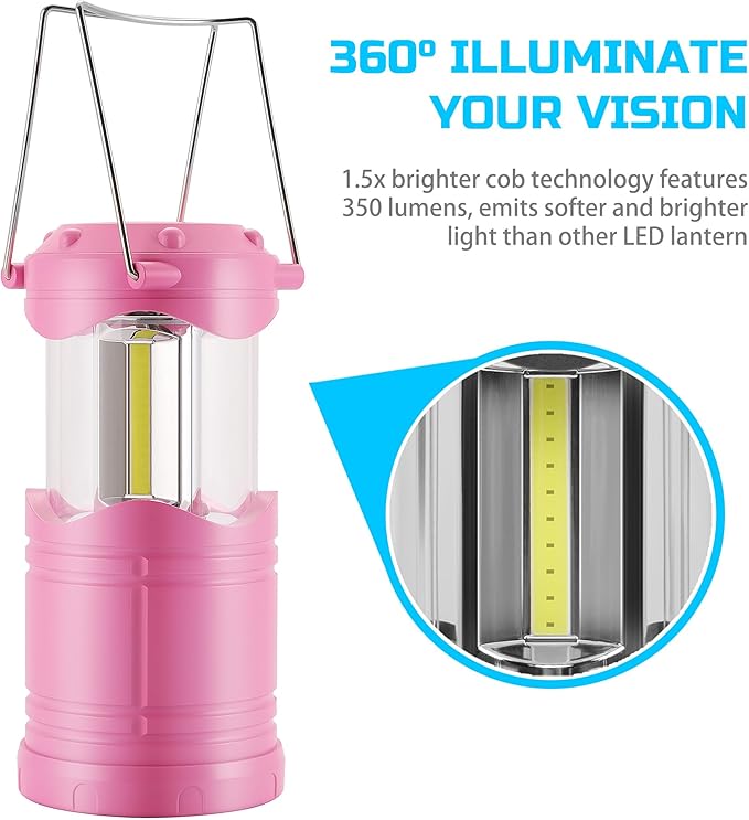 Lichamp LED Camping Lantern, 4 Pack Battery Powered Flashlight for Power Outages, Portable Collapsible Hanging Light Essential for Home, Outdoor, Emergency Lamp Survival Kit Gear for Hurricane, C1 - Bloomnest