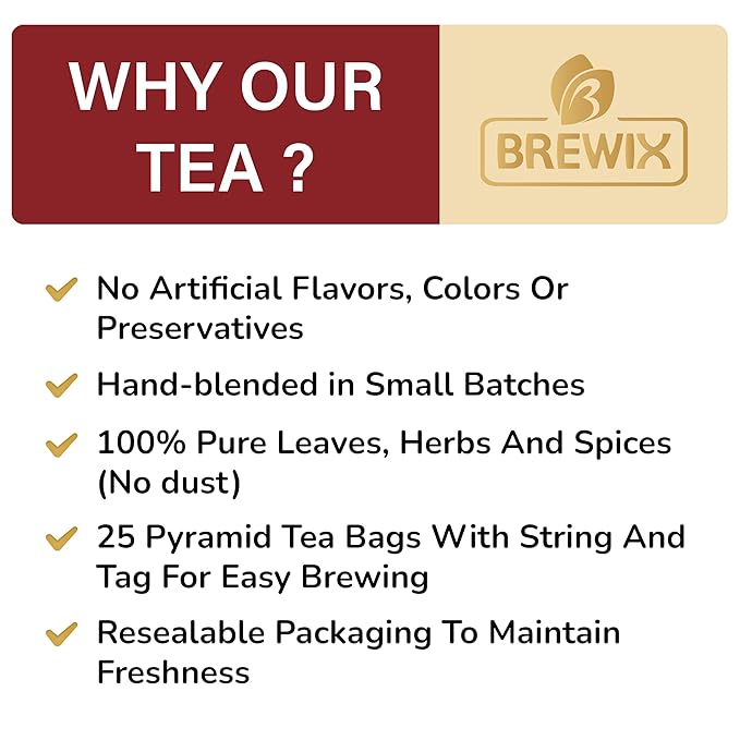 BREWIX, Sour Apple Hibiscus Tea Bags (25 Pyramid Tea Bags) Caffeine-Free Herbal Tea | Apple, Hibiscus, Rosehip | Refreshing Wellness Brew for Any Mood | Hot or Iced Refreshment - Bloomnest