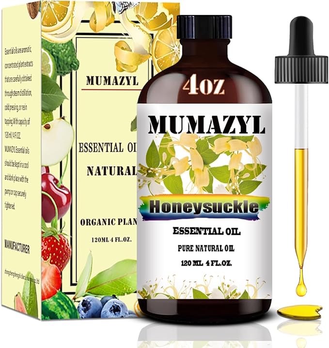 Honeysuckle Essential Oil, Honeysuckle Oil 4 Fl Oz 120ML for Diffuser Humidifier Yoga Cleaning DIY Candle Soap Making Essential Oils - Bloomnest
