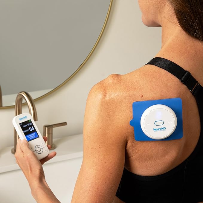 NeuroMD 2-Pack Square Replacement TENS Unit Electrode Pads for Wireless Muscle Stimulator & Pain Relief - Reusable 30 Times | Snap-On Connector | Compatible with Whole Body Corrective Therapy Device - Bloomnest