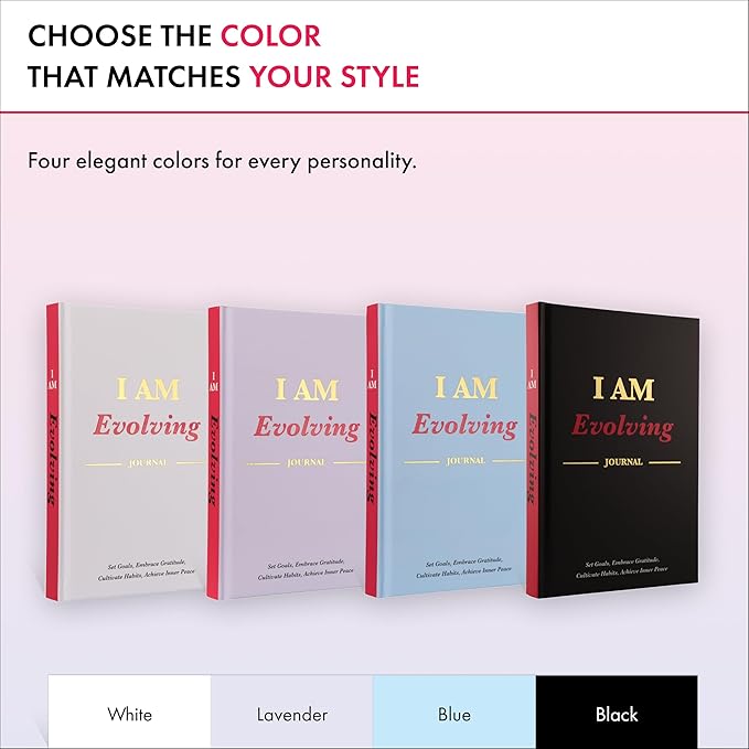iAmEvolving Journal – Guided Gratitude & Goal Planner with Habit Tracker, Mindfulness Prompts & Daily Reflection | Undated 6-Month Self-Care & Personal Growth Notebook (White Cover • Limited Edition) - Bloomnest