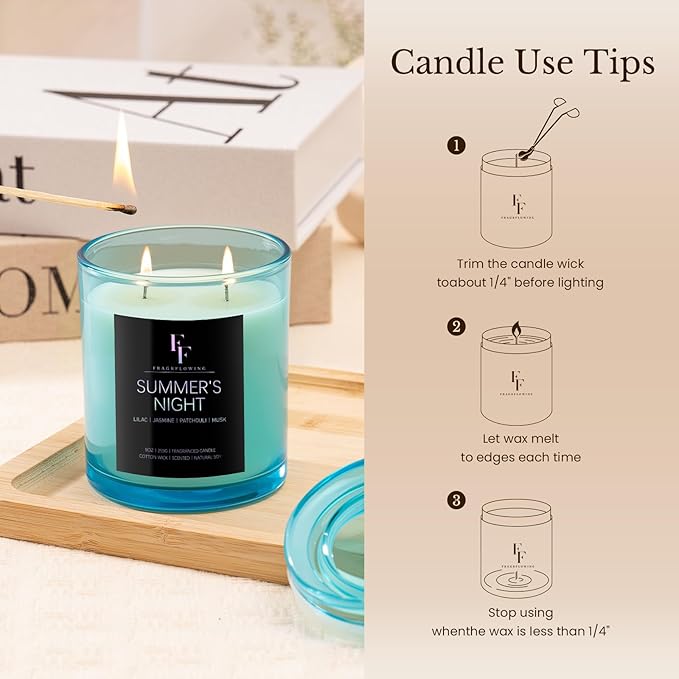 Summer's Night Scented Candle, 2-Wick Luxury Soy Wax Candle, 9 oz Aromatherapy Candle Home Fragrance Candles Gift - Bloomnest