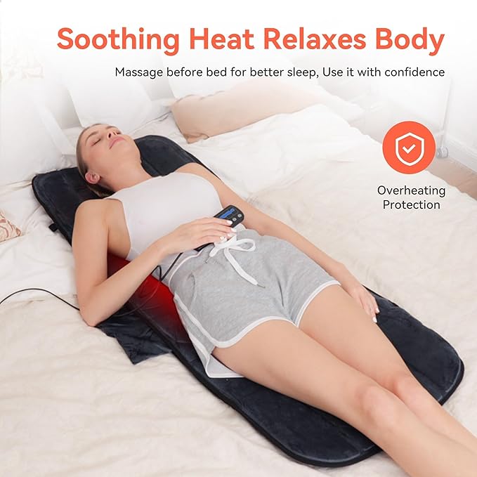 Massager Pad with Heat, Gifts for Women Men, Massage Mat Back Pain Relief, Back Massager with Heat for Lumbar, Leg, Long 53" - Bloomnest