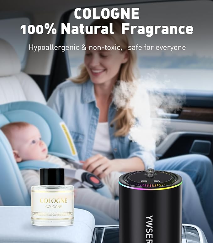 Smart Car Air Freshener, Car Air Freshener Diffuser with Starry Sky Projection and 50ml Perfume, Auto On/Off Intelligent, 3 Mode Adjustable Rechargeable Aroma Diffuser, Cologne - Bloomnest