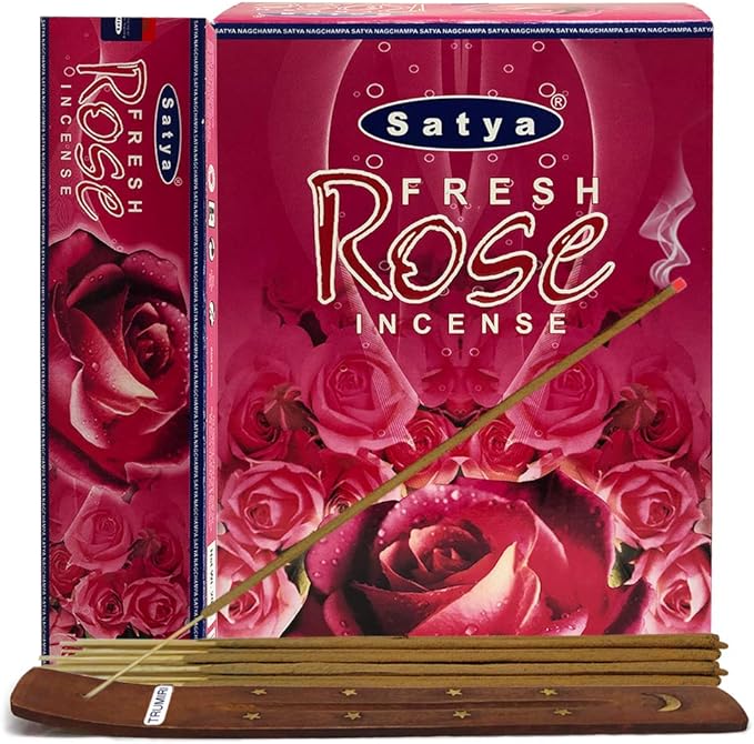 Fresh Rose Incense Sticks and Incense Stick Holder Bundle Insence Insense Satya - Bloomnest