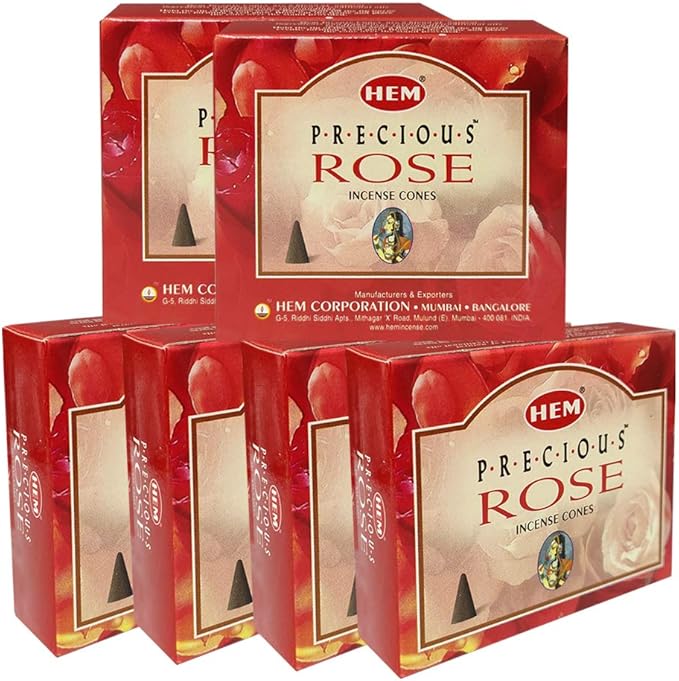 TRUMIRI Incense Cone Holder Bundle with Hem Precious Rose Incense Cones - Pack of 6 (Approx 60 Cones) TRUMIRI
