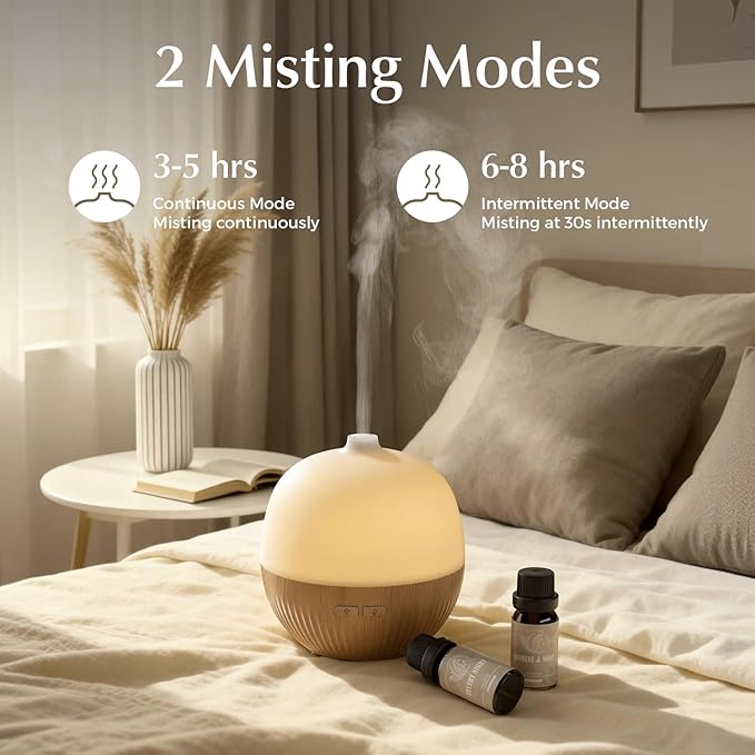 ARVIDSSON Essential Oil Diffuser, 100ml Small Aromatherapy Diffuser with Mood Light, Ultrasonic Oil Diffusers for Home, Mini Diffuser for Essential Oils, Gift for Women (Pack of 2) - Bloomnest