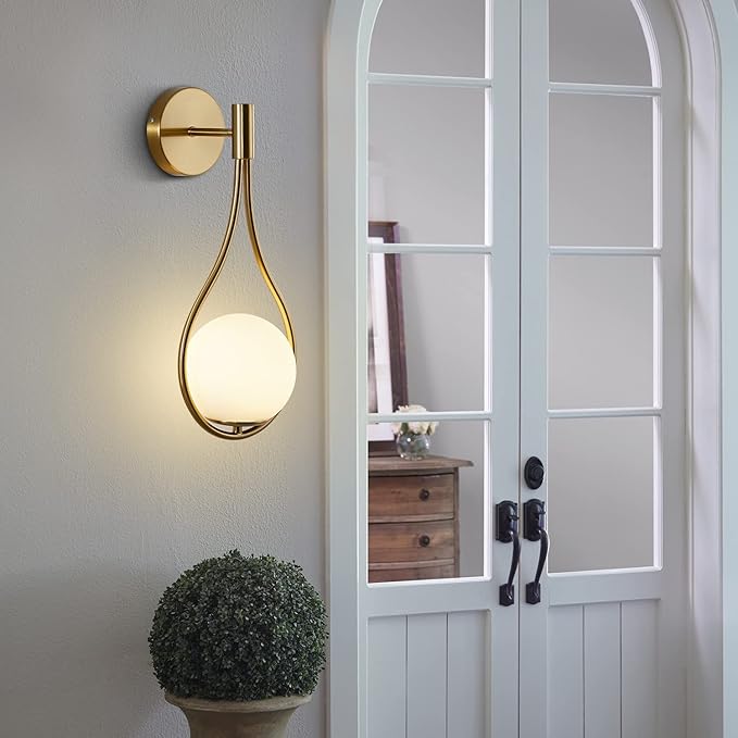 KCO Wall Sconce Mid-Century Drop Design Wall Mounted Light Brushed Brass Wall Lamps, Wall Mount Light Fixture for Bedside Living Room (2 Pack) - Bloomnest
