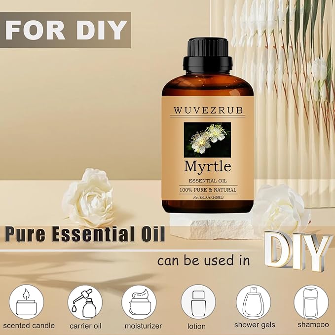 Myrtle Essential Oils 240ML, 100% Pure and Natural Essential Oil for Aromatherapy Diffuser - 8 Fl Oz/Myrtle