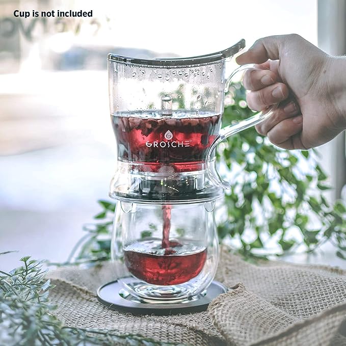 GROSCHE Aberdeen Tea Infuser Teapot & Smart Tea Maker - BPA-Free, Drip-Free Design | Coaster | Easy Brew | Easy Clean Steeper | Loose Leaf Brewing - Stylish Design | 17.7 oz - 525 ml - Black - Bloomnest