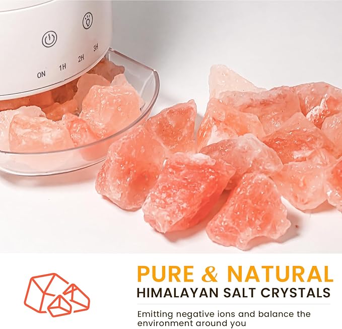 Ultrasonic Essential Oil Diffuser with Himalayan Salt Rock,Flame Diffuser with 2 Color Light,Aromatherapy Oil Diffuser with Auto Off Function for Home, Office,Spa,100ML - Bloomnest