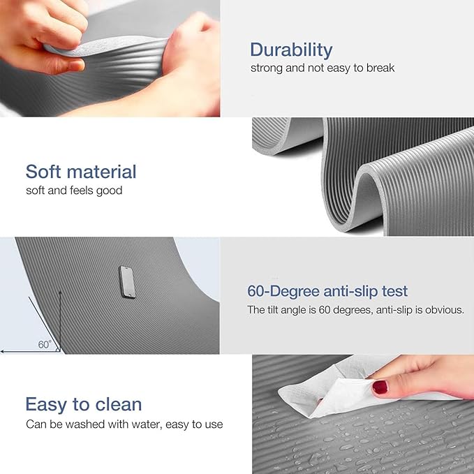 Yoga Mat Non Slip NBR Thick Yoga Mat, 72"L x 32"/24"W x 0.6"/0.4"TH (185cm x 80cm/61cm x 15mm/10mm), Anti-Tear Exercise Mat with Carrying Strap and Bag, Workout Mats for Yoga, Pilates, Floor Exercises - Bloomnest