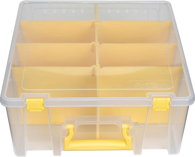 ArtBin 6990JY Super Satchel Double Deep Compartment Box - Art Storage with 8 Removable Compartments, Smart Closure for Craft Supplies (Yellow- Pack of 1) - Bloomnest