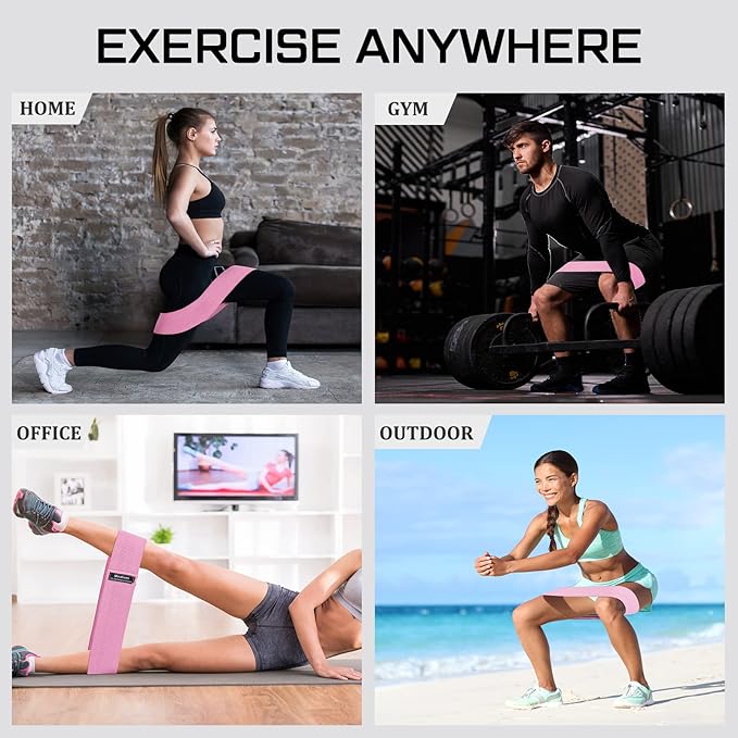 12 Pcs Fabric Resistance Bands for Working Out Booty Workout Stretch Exercise Bands Non Slip for Legs Squat Resistance Loop for Women Men Starter Butt Hip Thigh Fitness - Bloomnest