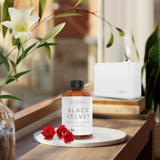 Levona Scents Oil Diffuser Essential Oils: Fragrance Oil for Diffuser - Black Velvette Diffuser Oils Scents - Woody Citrus with Herbal Floral Essential Oil Blends, Oakmoss, White Musk & Sandalwood LEVONASCENT