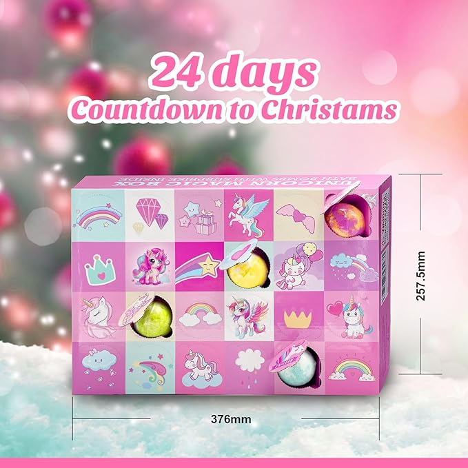 2025 New Year Themed Bath Bombs for Kids, 24 Bath Bombs with Surprise Jewelry Inside, Kids Bath Bombs with Unicorn Jewelrys for Birthday Gifts, Party Favors, New Year Gifts, Countdown to Any Events