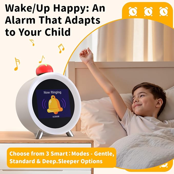 Dekala ChronoSense Sound Machine Alarm Clock for Bedroom w/Temperature Humidity, Sleep White Noise Sound Machine, 100dB Loud Gradual Alarm for Heavy Sleeper IPS Screen Animation